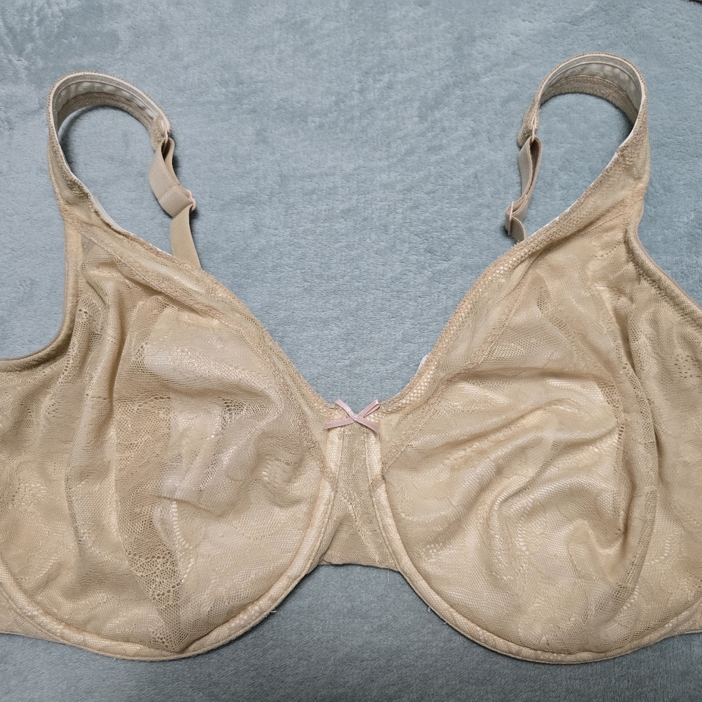 Cacique Unlined Full Coverage Nude Cream Lace Bra